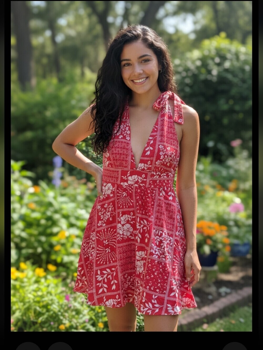House of Harlow 1960 Red Floral Tie-Shoulder Mini Dress